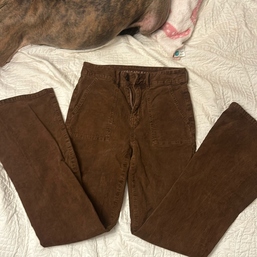american eagle brown rigged boot cut jeans size 2r